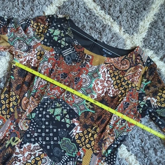 NWT Roz & Ali 3/4 Sleeve Fit & Flare Patchwork Dress - Picture 10 of 10